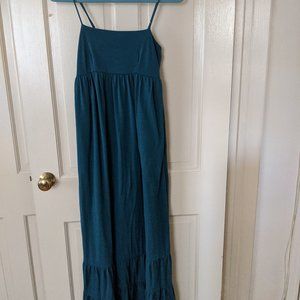 Teal knit maxi dress with pockets